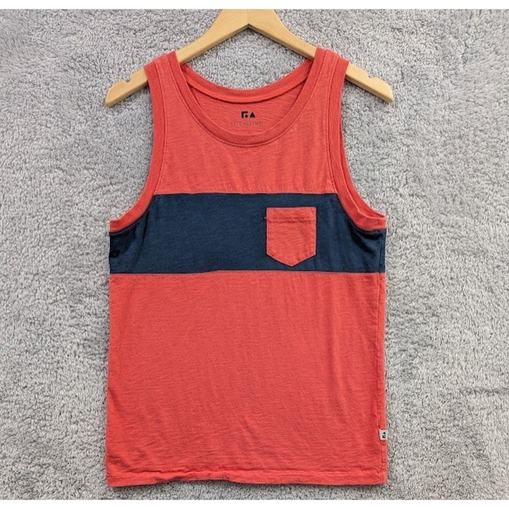 Free Assembly Men's Size‎ Small Color Block Pocket Tank Top Coral and Navy Blue